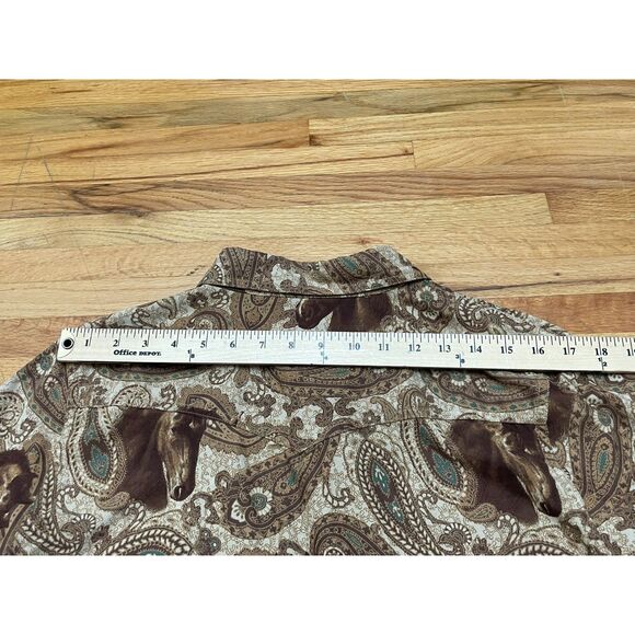 Bit & Bridle Women's XL Brown Button Equestrian Western Cowboy Pearl Snap - Picture 10 of 11